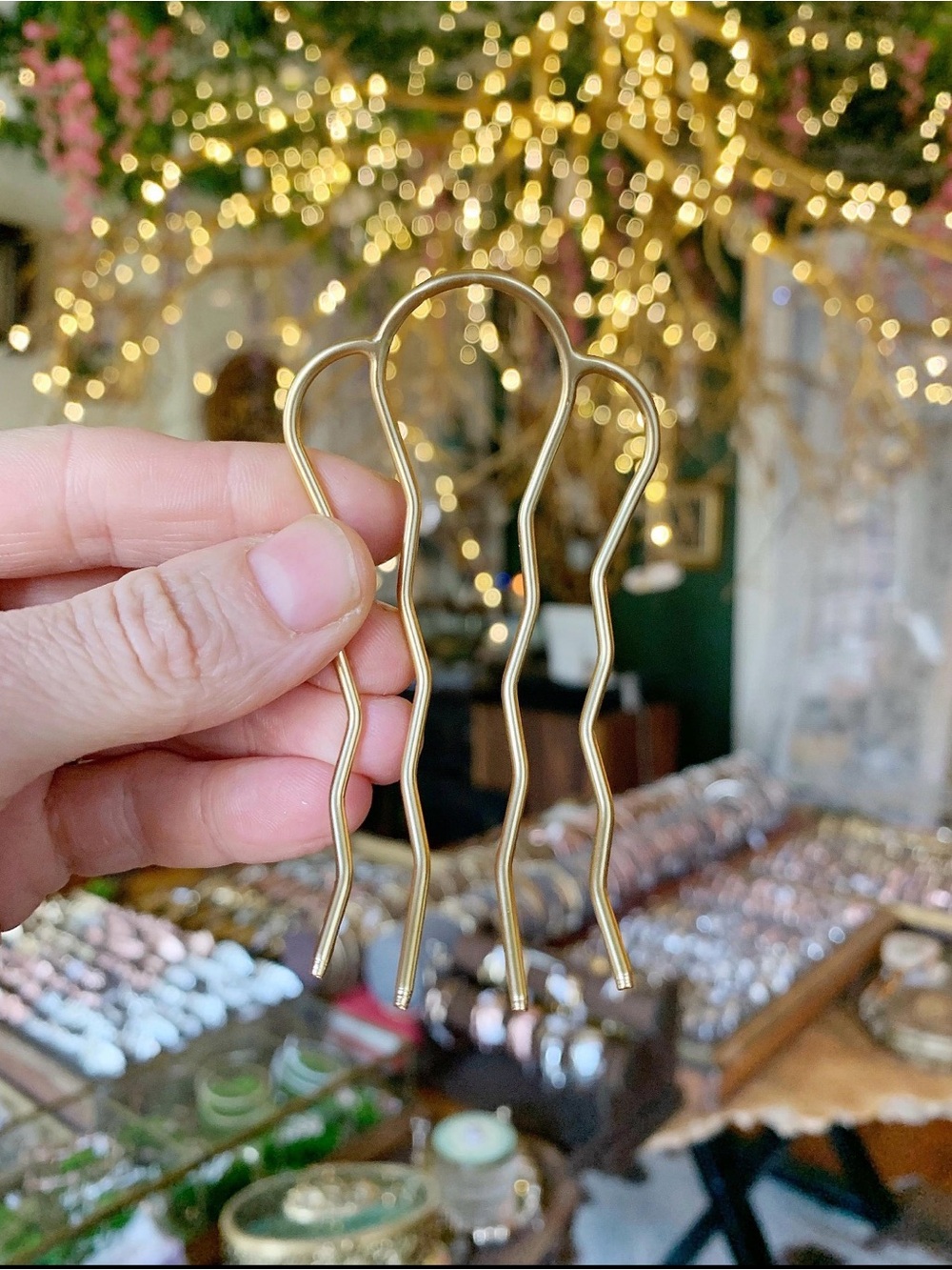Avigail Adam four teeth hair pin matte silver